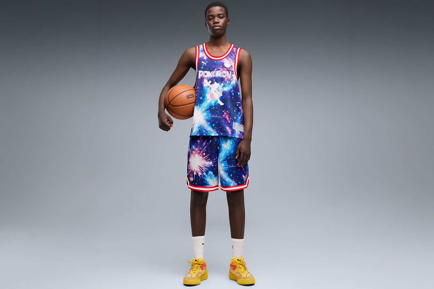 Puma and Pokémon Venture "Into Another World" for 30th Anniversary Collection footwear apparel collaboration PUMA All-Pro NITRO 2 Sun Pokémon, Espeon, and the Moonlight Pokémon, Umbreon