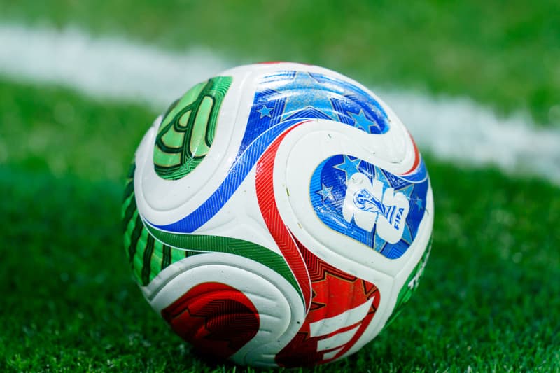 Nike UEFA match ball concept on pitch for Champions League and Europa League games