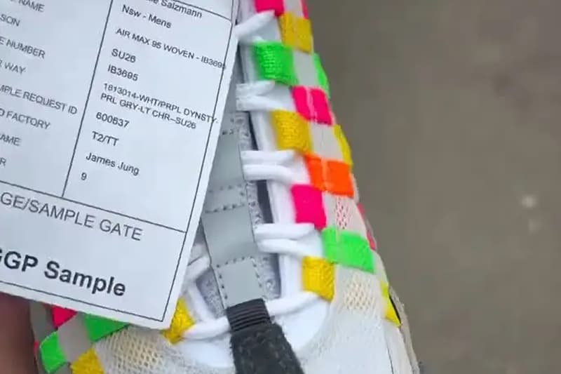 Nike Reimagines the Air Max 95 With a Vibrant "Multicolor" Woven Upper White/Pearl Grey/Light Charcoal/Purple Dynasty "Grey/Multi" IB3695-100