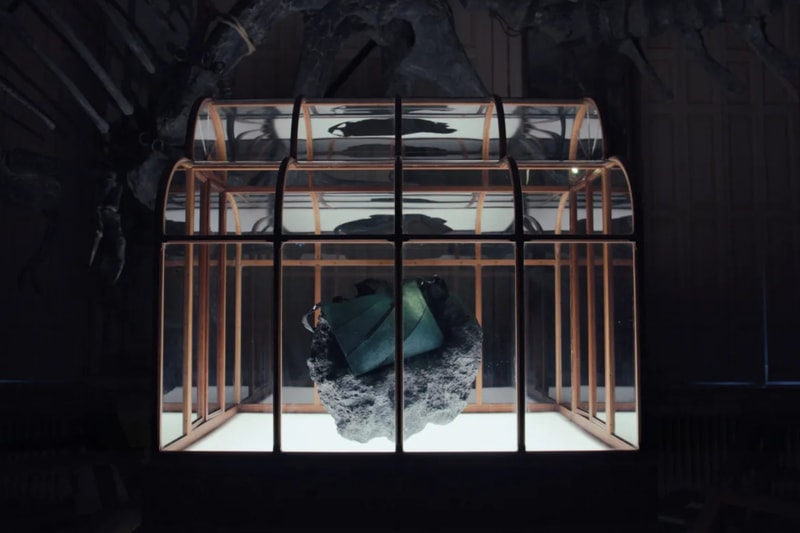 Enfin Levé T-Rex Leather luxury handbag in deep teal crafted from lab-grown dinosaur collagen