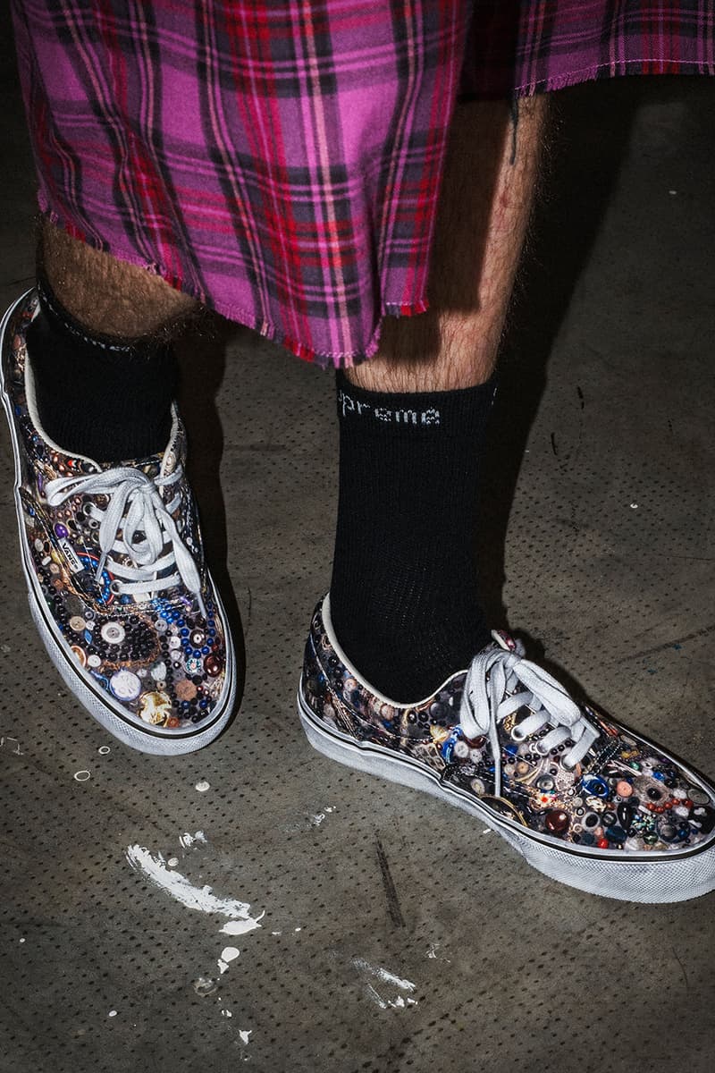 Mike Kelley x Supreme Spring 2026 Collaboration release info  S/S Shirt, Thermal, Ringer Tee, Hooded Sweatshirt, Sweatpant, two T-Shirts, Camp Cap, Vans® Era and Half Cab, Faribault Mills® Throw Blanket and Skateboard