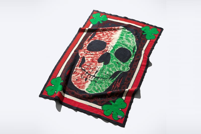 Mike Kelley x Supreme Spring 2026 Collaboration release info  S/S Shirt, Thermal, Ringer Tee, Hooded Sweatshirt, Sweatpant, two T-Shirts, Camp Cap, Vans® Era and Half Cab, Faribault Mills® Throw Blanket and Skateboard