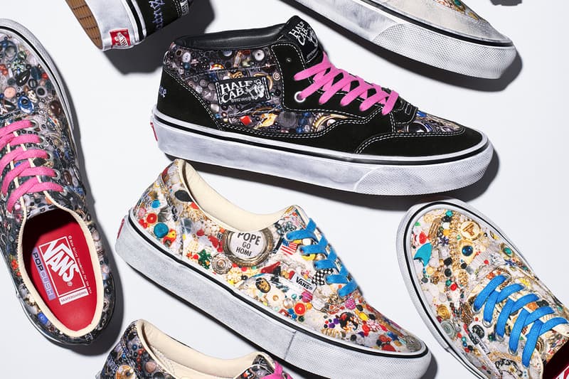 Mike Kelley x Supreme Spring 2026 Collaboration release info  S/S Shirt, Thermal, Ringer Tee, Hooded Sweatshirt, Sweatpant, two T-Shirts, Camp Cap, Vans® Era and Half Cab, Faribault Mills® Throw Blanket and Skateboard