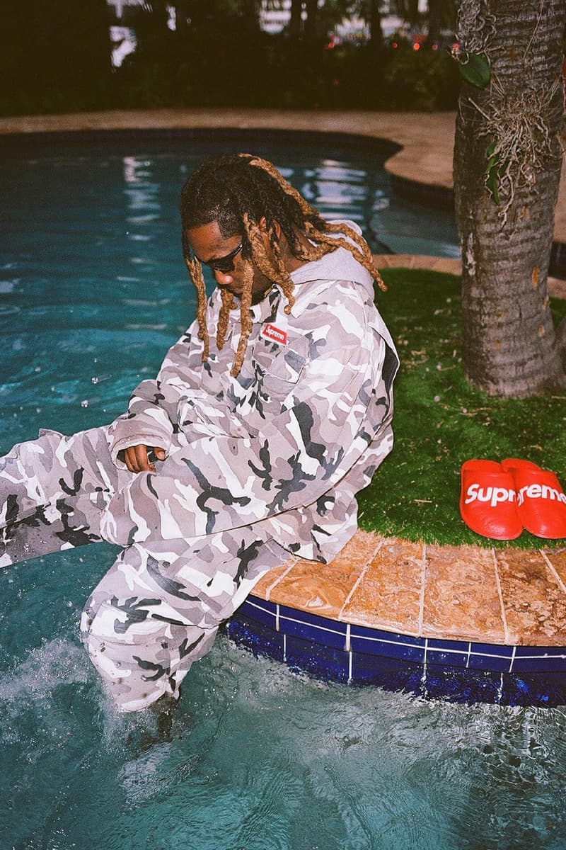 Offset Spotted Wearing Unreleased Supreme x Balenciaga Collaboration spring 2023 grey camo