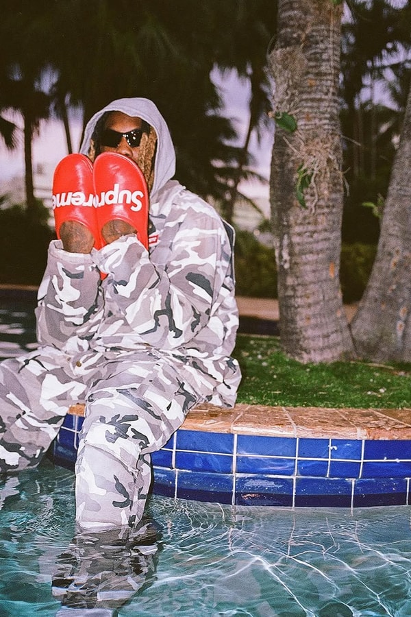 Offset Spotted Wearing Unreleased Supreme x Balenciaga Collaboration spring 2023 grey camo