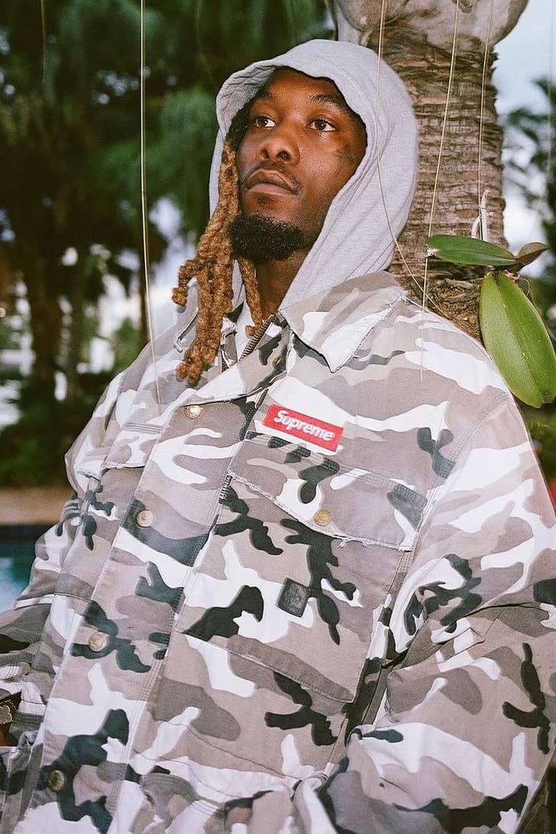 Offset Spotted Wearing Unreleased Supreme x Balenciaga Collaboration spring 2023 grey camo