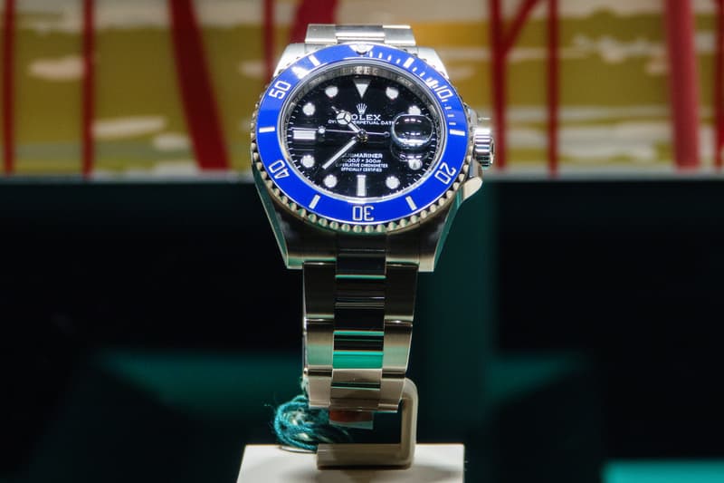 Rolex Pepsi GMT-Master II alongside Cookie Monster Submariner Date on display