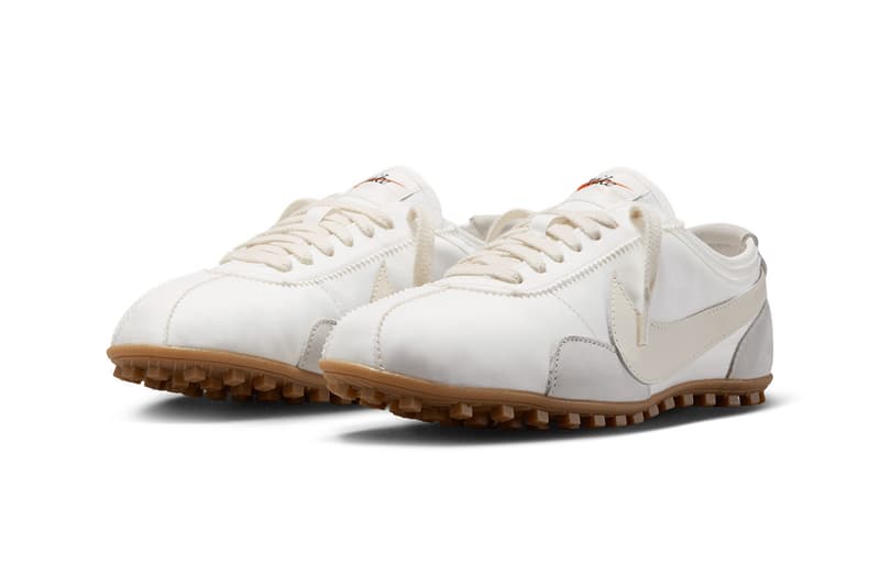 Nike Moon Shoe OG in Summit White leather with Gum Light Brown sole and Soft Pearl accents, women's exclusive colorway - detail view 4