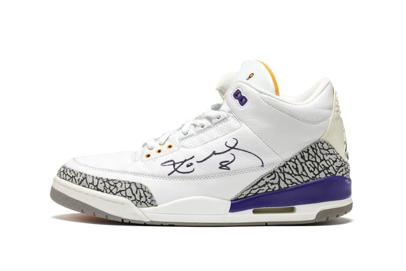 Kobe Bryant's Legendary Game-Worn Air Jordan 3 PE Hits the Auction Block 2002-2003 "Sneaker Free Agency" era, the dual-signed, photo-matched Lakers