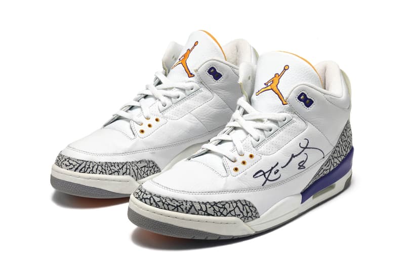 Kobe Bryant's Legendary Game-Worn Air Jordan 3 PE Hits the Auction Block 2002-2003 "Sneaker Free Agency" era, the dual-signed, photo-matched Lakers