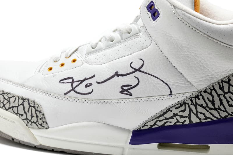 Kobe Bryant's Legendary Game-Worn Air Jordan 3 PE Hits the Auction Block 2002-2003 "Sneaker Free Agency" era, the dual-signed, photo-matched Lakers