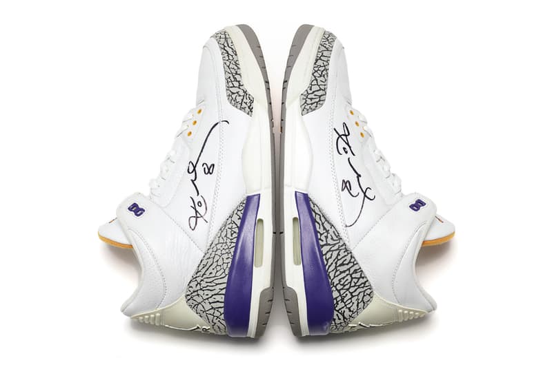Kobe Bryant's Legendary Game-Worn Air Jordan 3 PE Hits the Auction Block 2002-2003 "Sneaker Free Agency" era, the dual-signed, photo-matched Lakers