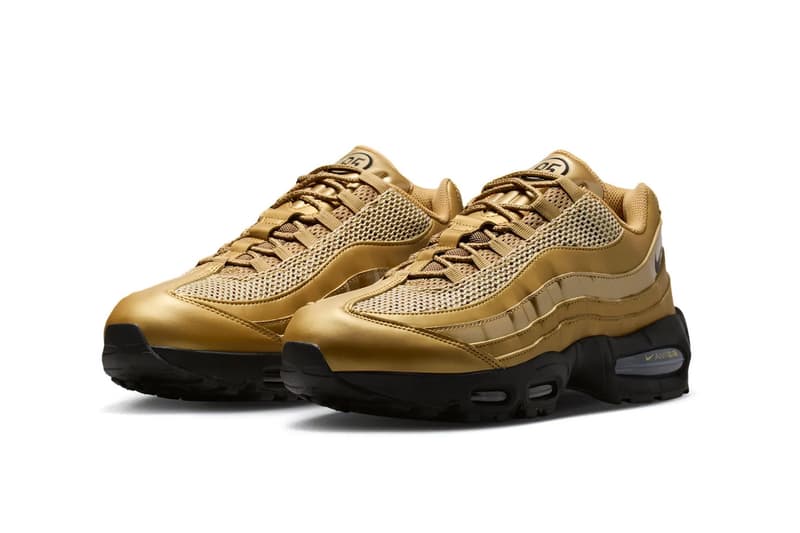 Nike Air Max 95 Total 90 Metallic Gold colorway showing segmented midsole and Total 90-inspired upper construction - detail view 4
