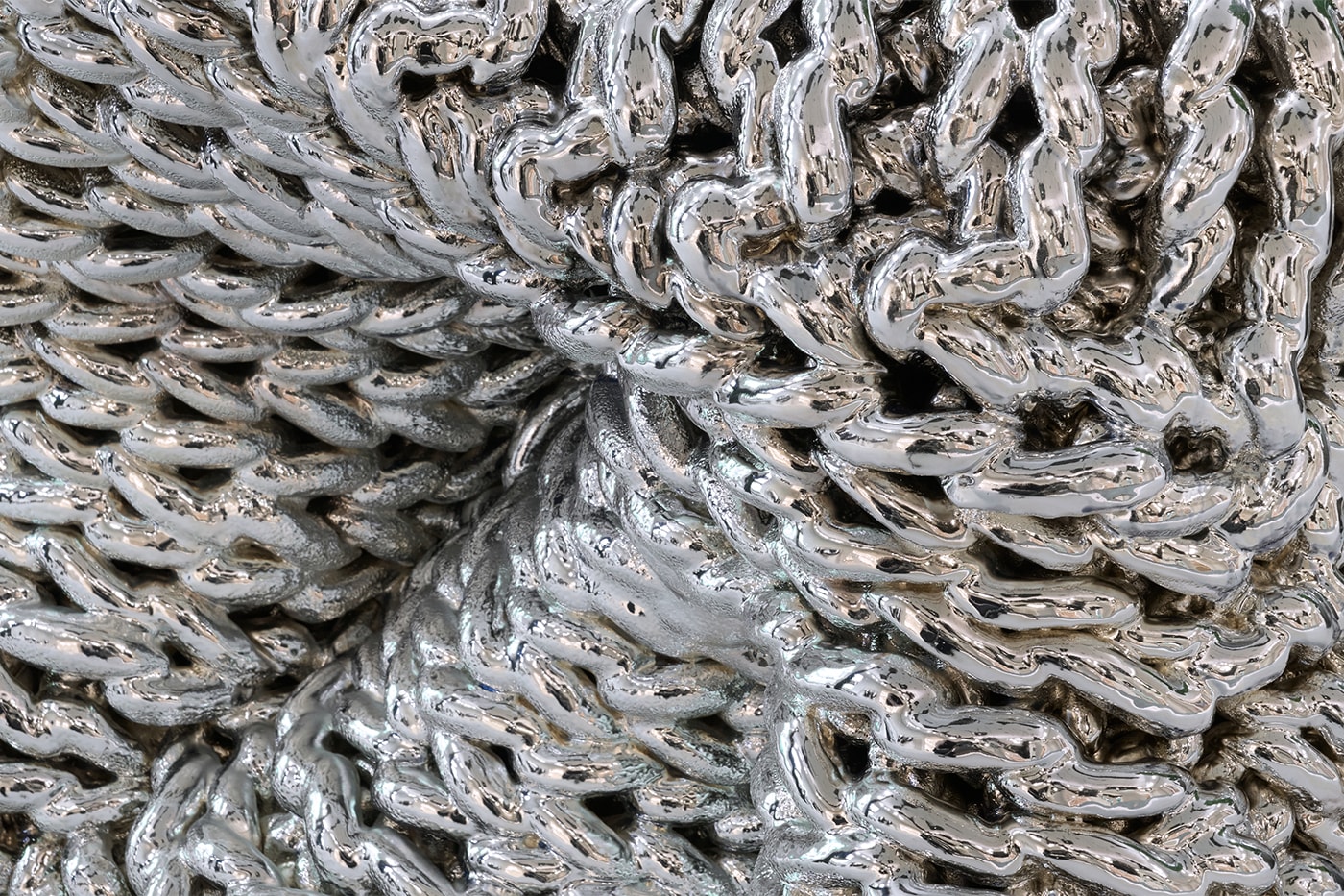 Loose and open woven strands extending outward in the Lightful installation