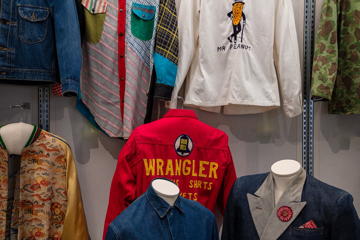 NIGO From Japan with Love exhibition at the Design Museum London, gallery view with displays of rare BAPE and streetwear pieces