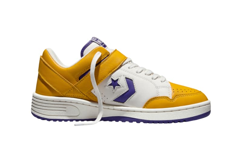 Engineered Garments x Converse Weapon Low in Vintage White and Yellow colorway, showcasing utilitarian construction details - detail view 2