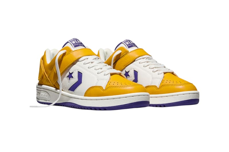 Engineered Garments x Converse Weapon Low in Vintage White and Yellow colorway, showcasing utilitarian construction details - detail view 4