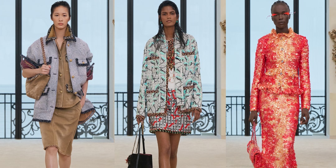 Runway look from Chanel Cruise 2027 collection in Biarritz, Matthieu Blazy's debut for the house