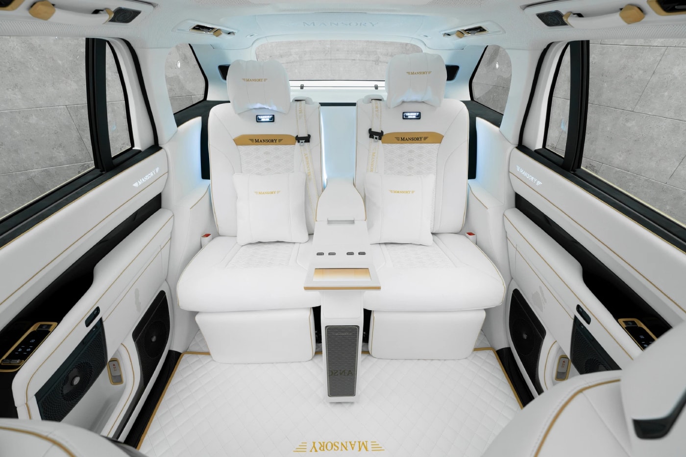 Mansory Zeekr 9X widebody SUV in white and bronze with carbon fiber bodywork at Auto China 2026