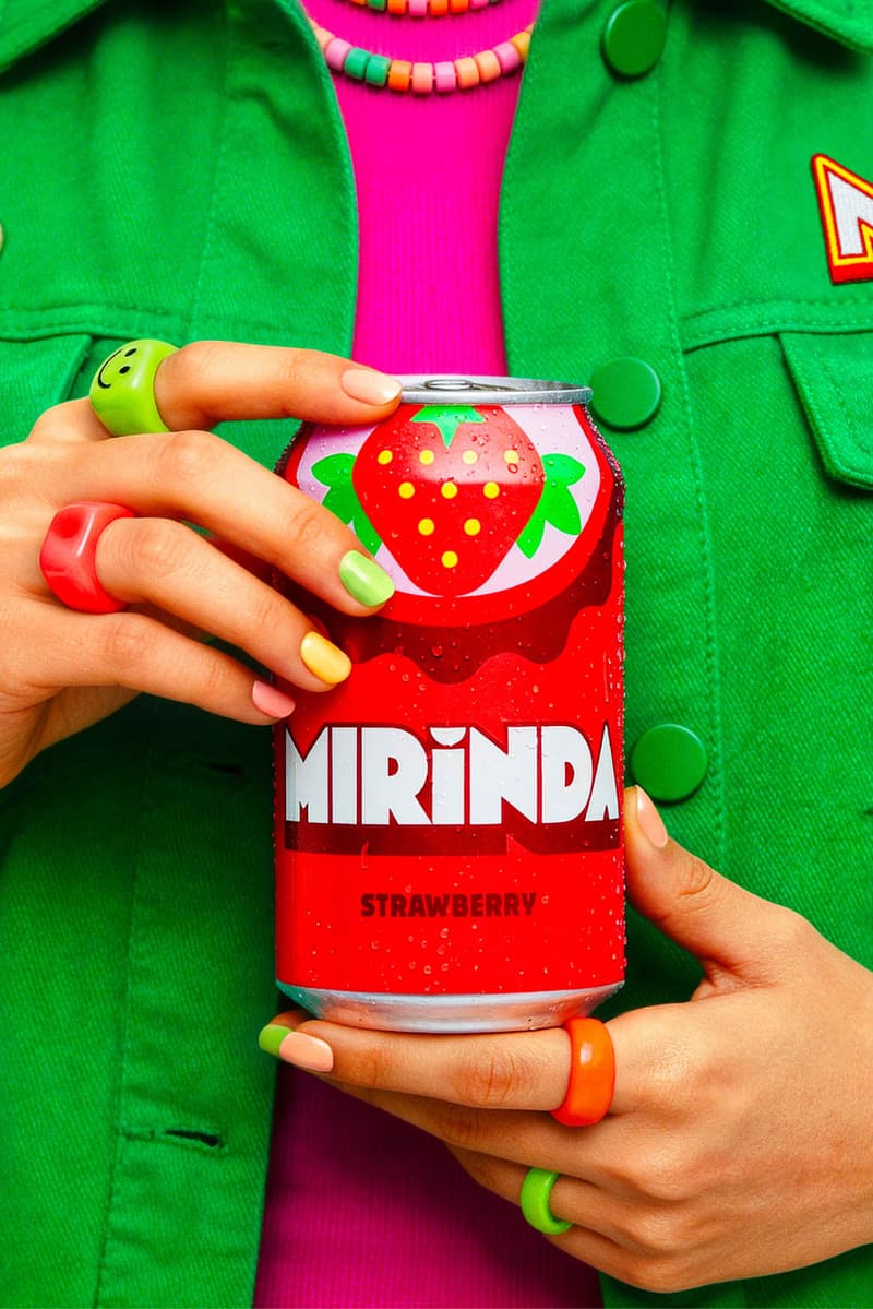 mirinda pepsi smile please campaign platform fruit soda can bottle retro modern smile chain vibrant style design