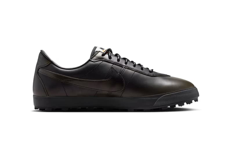 Nike Astrogabber Leather Black side profile showing full-grain leather upper and minimalist design - detail view 3