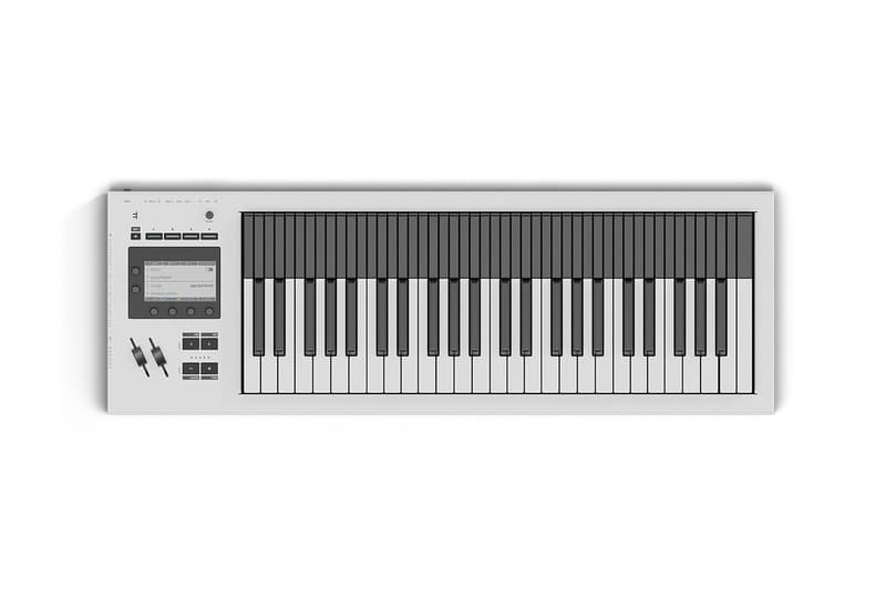 Expressive E Osmose CE white MPE keyboard controller with 49 or 61 keys on studio desk