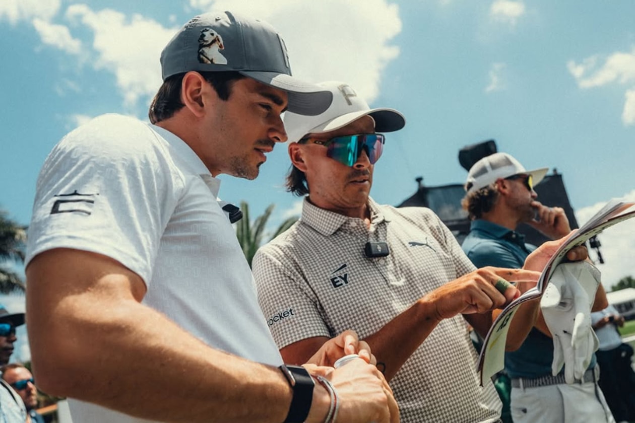 golf culture crossover news aime leon dore footjoy mclaren charles leclerc f1 rickie fowler zara home milan design week miami grand prix pga tour cadillac championship