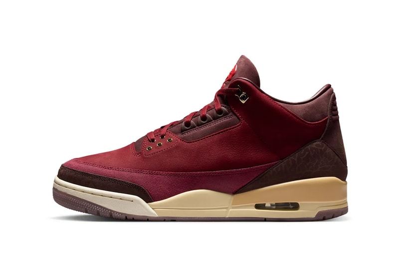 Air Jordan 3 OG "BIN 23" Team Red/Burgundy Crush-Coconut Milk-Metallic Gold IO7744-600 Release Info nike jordan brand michale jordan