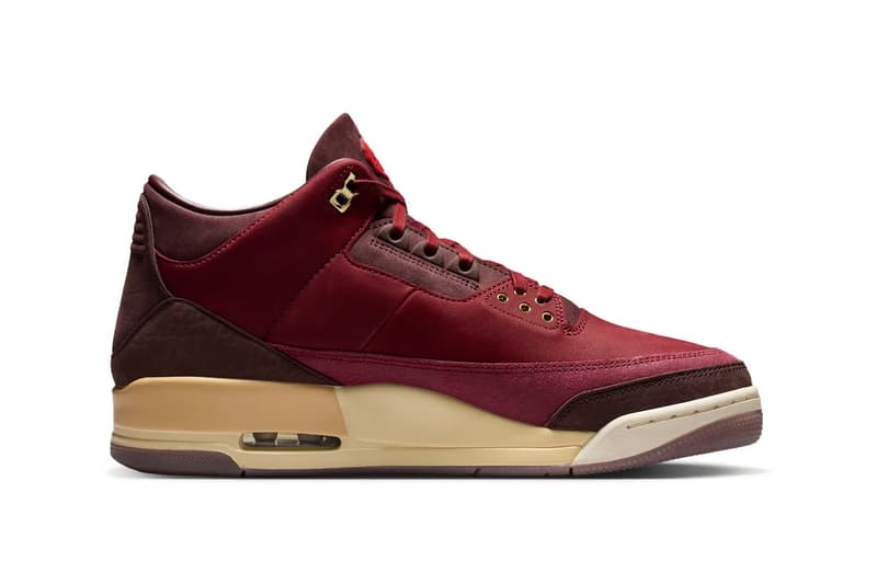 Air Jordan 3 OG "BIN 23" Team Red/Burgundy Crush-Coconut Milk-Metallic Gold IO7744-600 Release Info nike jordan brand michale jordan