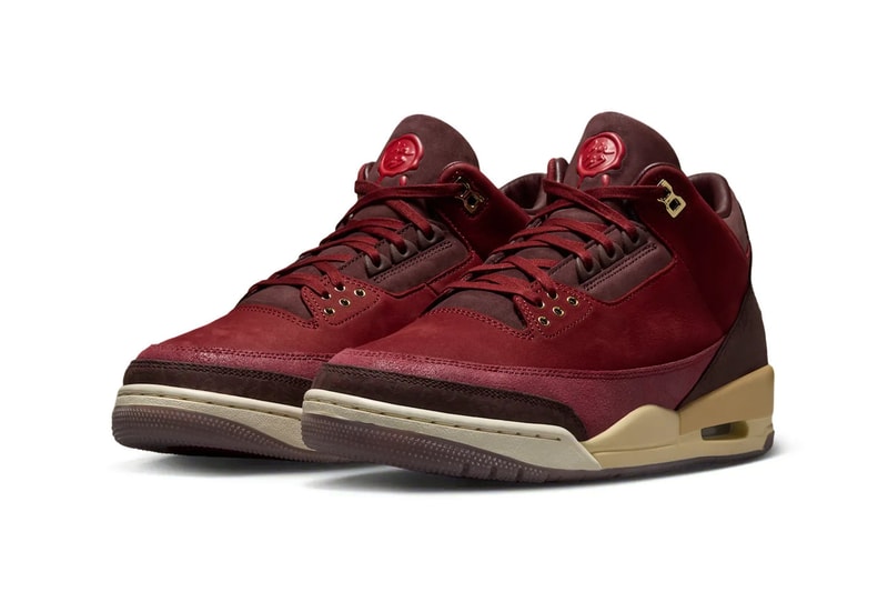 Air Jordan 3 OG "BIN 23" Team Red/Burgundy Crush-Coconut Milk-Metallic Gold IO7744-600 Release Info nike jordan brand michale jordan