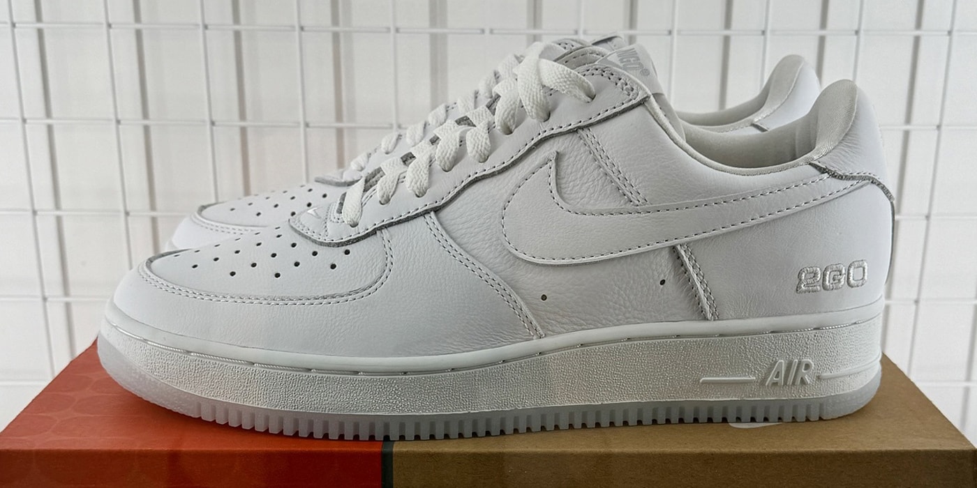 NIGO x Nike Air Force 1 Low 01 Triple White 2GO hero shot