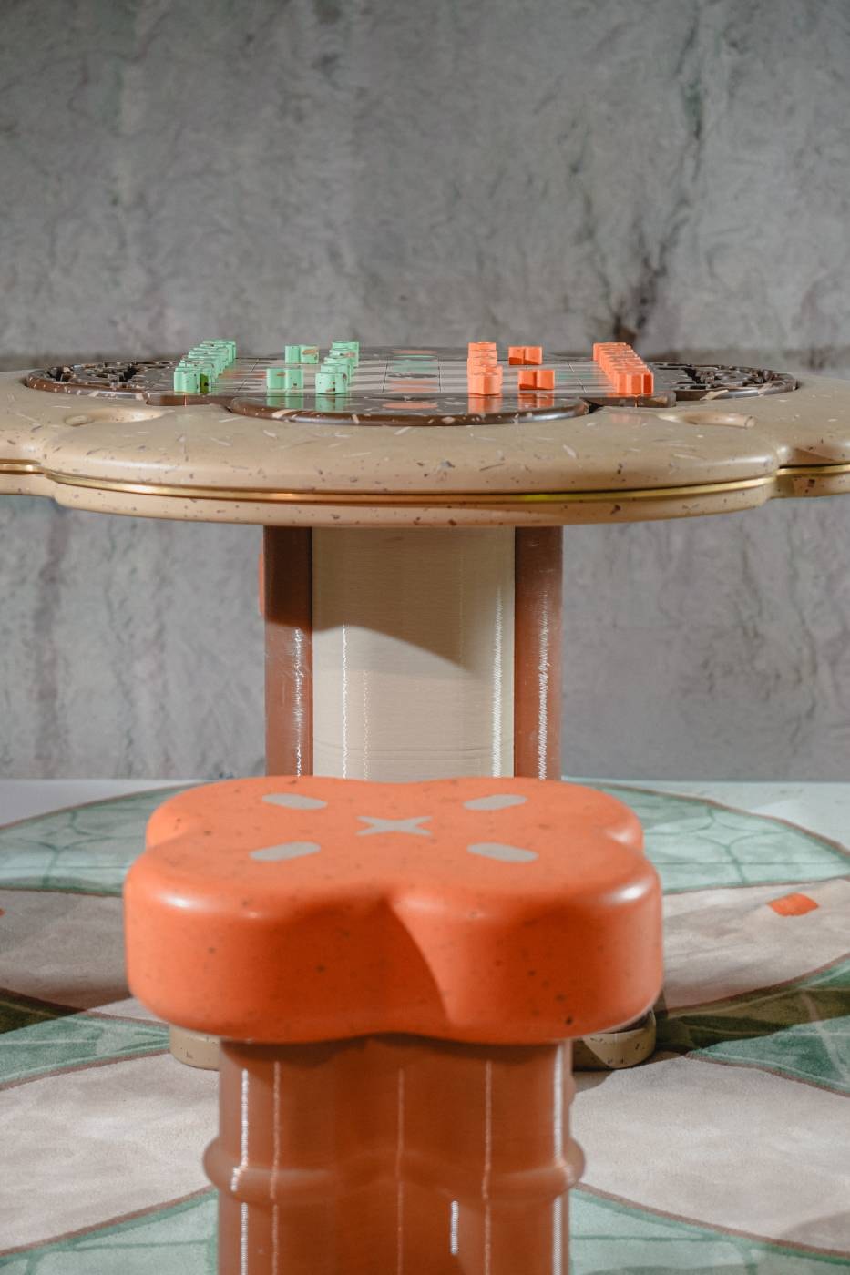 reEDIT by EDITECTURE "The Upcycled Gambit — Bamboo & Brew Chess Table Set"  Milan Design Week 2026 Jacqueline Chak Genevieve Chew