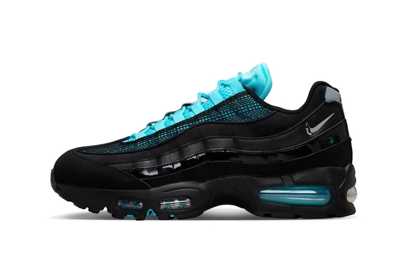 Nike Air Max 95 Big Bubble SE Scorpion in black and gamma blue with metallic silver and chrome accents - detail view 2