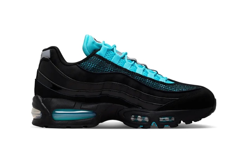 Nike Air Max 95 Big Bubble SE Scorpion in black and gamma blue with metallic silver and chrome accents - detail view 3
