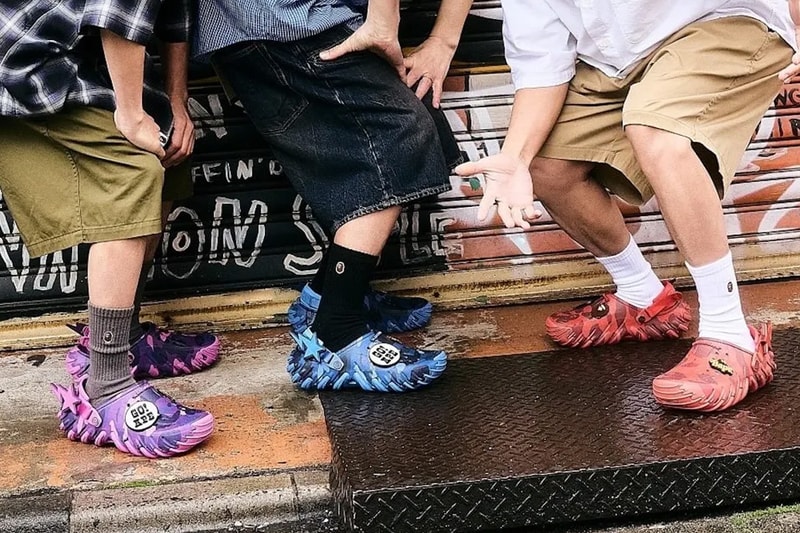 BAPE and Crocs Reunite for a Rugged Echo RO Clog Pack blue purple red camo Powder Blue/Blue Camo, Purple Camo/Grapeberry, Red Camo/Flame jibbitz a bathign ape 213140-4SN, 213140-5BV, 213140-8C1