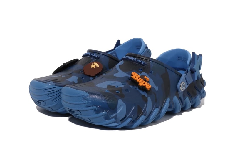 BAPE and Crocs Reunite for a Rugged Echo RO Clog Pack blue purple red camo Powder Blue/Blue Camo, Purple Camo/Grapeberry, Red Camo/Flame jibbitz a bathign ape 213140-4SN, 213140-5BV, 213140-8C1
