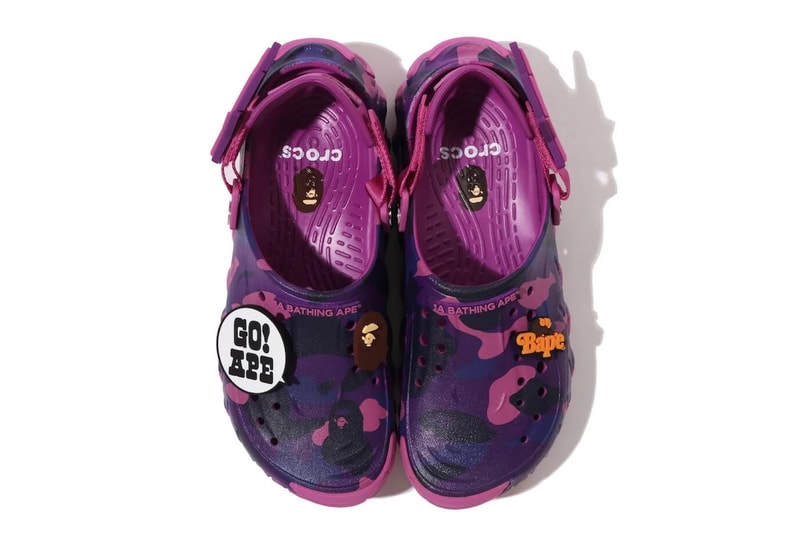 BAPE and Crocs Reunite for a Rugged Echo RO Clog Pack blue purple red camo Powder Blue/Blue Camo, Purple Camo/Grapeberry, Red Camo/Flame jibbitz a bathign ape 213140-4SN, 213140-5BV, 213140-8C1