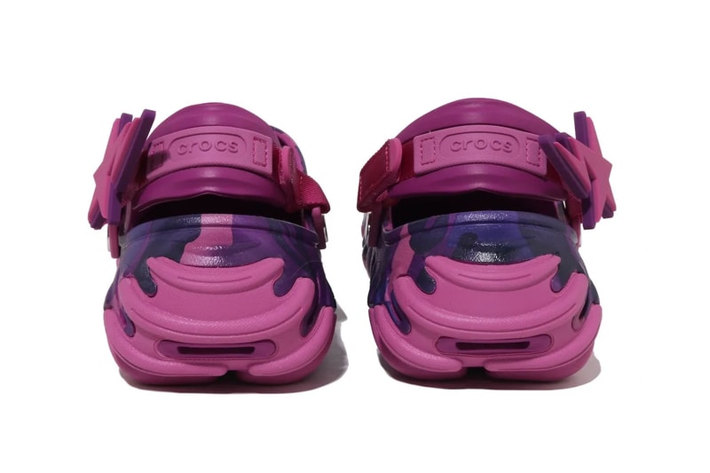 BAPE and Crocs Reunite for a Rugged Echo RO Clog Pack blue purple red camo Powder Blue/Blue Camo, Purple Camo/Grapeberry, Red Camo/Flame jibbitz a bathign ape 213140-4SN, 213140-5BV, 213140-8C1