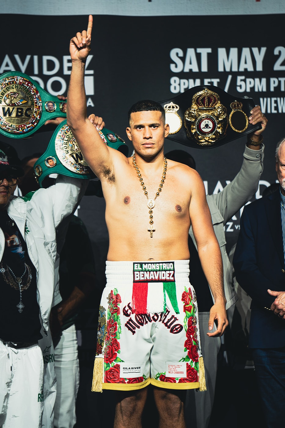 Willy Chavarria Designed Custom Fight Night Armor for Undefeated Champion David Benavidez boxing fighting gilberto zurdo ramirez