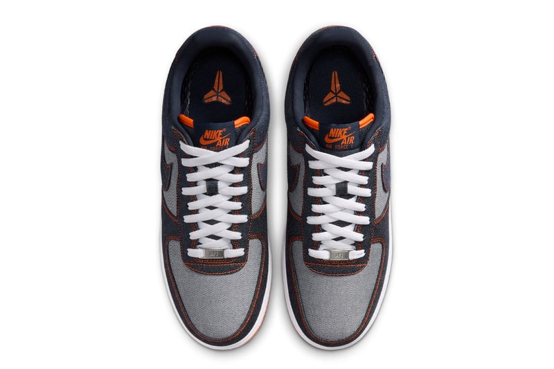 Kobe Bryant x Nike Air Force 1 Low Protro "Denim" IM1980-400 Release Info Obsidian/Safety Orange-White snkrs app