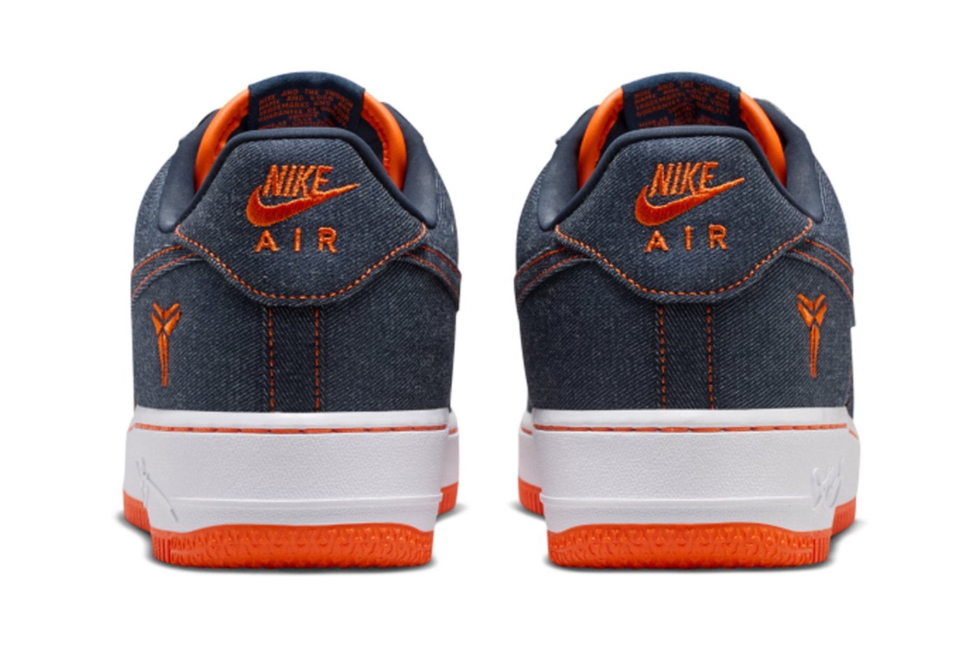 Kobe Bryant x Nike Air Force 1 Low Protro "Denim" IM1980-400 Release Info Obsidian/Safety Orange-White snkrs app