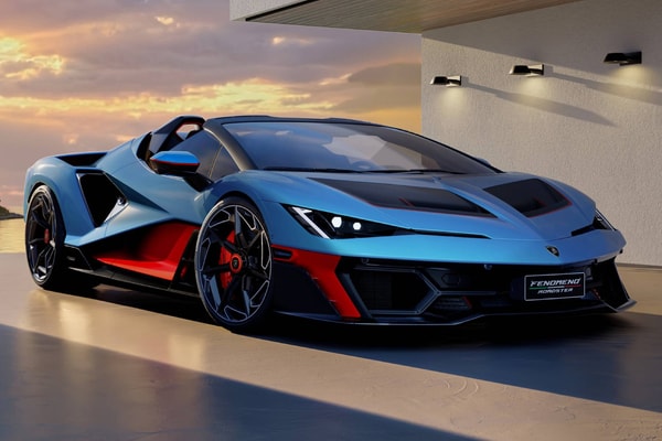 Lamborghini Fenomeno Roadster in Blu Cepheus and Rosso Mars triple-tone finish
