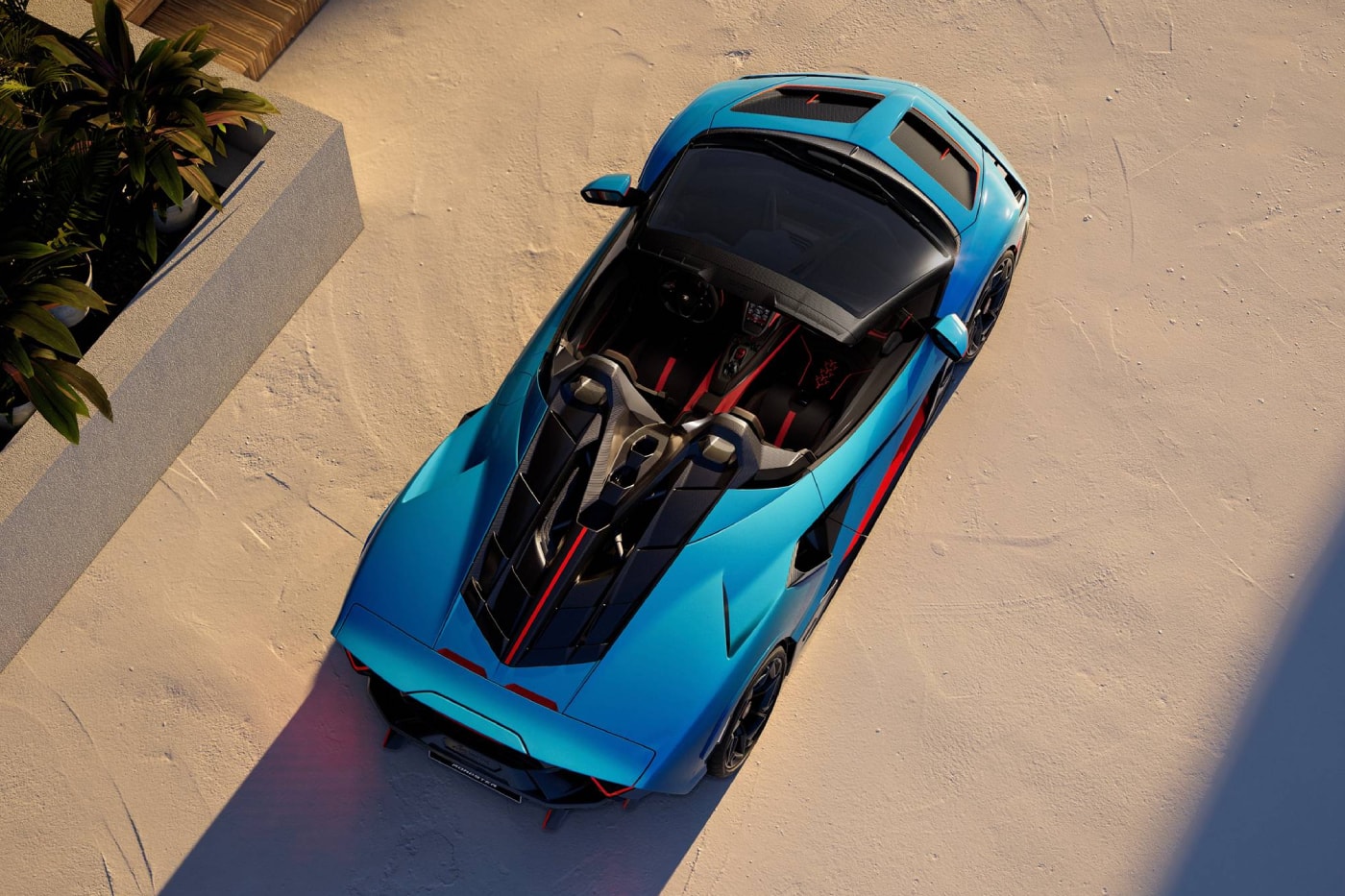 Lamborghini Fenomeno Roadster in Blu Cepheus and Rosso Mars triple-tone finish