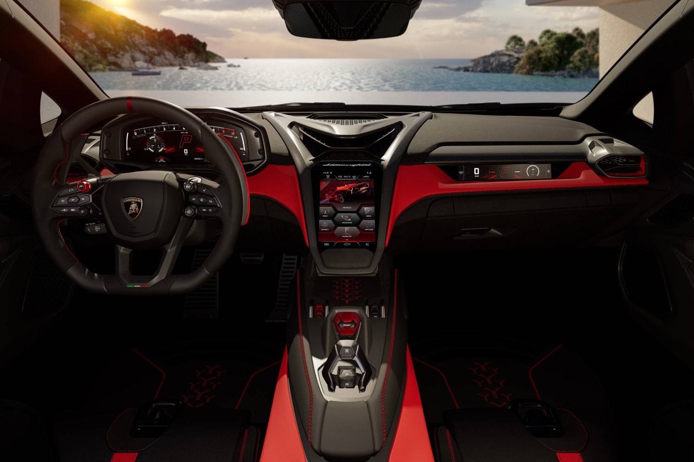 Lamborghini Fenomeno Roadster in Blu Cepheus and Rosso Mars triple-tone finish