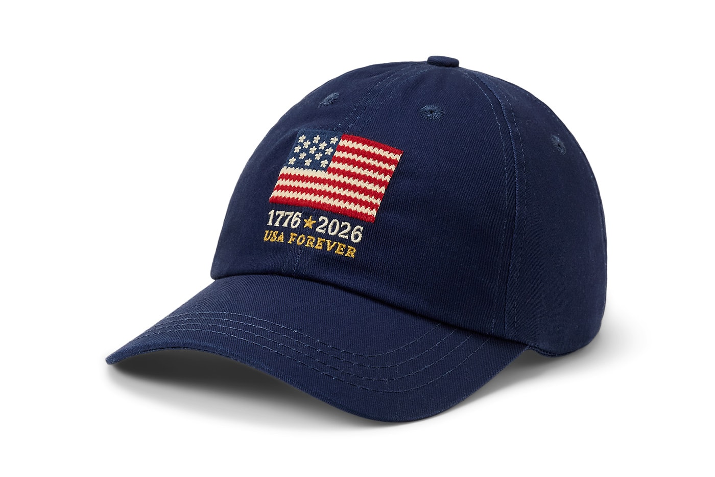 Special Delivery: Ralph Lauren Curates Historic USPS Stamp Collection for America's 250th Anniversary exclusive apparel capsule American Flag Sweater, a classic Polo Shirt, and a tailored Ball Cap united states accessories