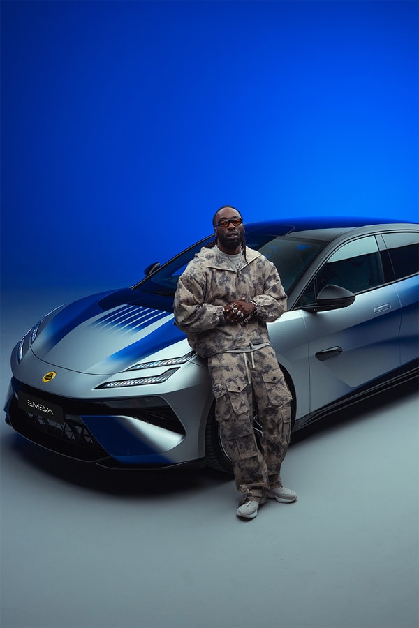 kojey radical lotus Emeya Hyper-GT in Royal Blue music car automotive mayfair london uk collaboration collab partnership royal albert hall album unveiling exclusive interview hypebeast streetwear fashion drop 