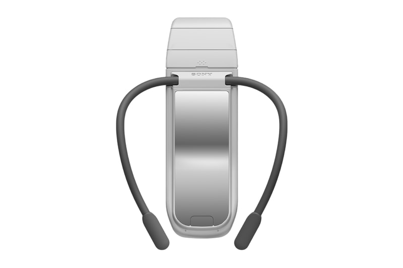 Sony Reon Pocket Pro Plus wearable air conditioner in Light Grey worn on the neck