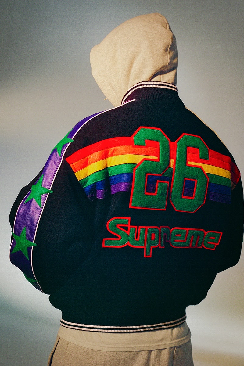 Mitchell & Ness x Supreme Spring 2026 Collaboration mlb nba Atlanta Braves, Houston Astros, Denver Nuggets and Washington Bullets Hooded Satin Varsity Jacket, Wool Varsity Jacket, Sweater, Basketball Jersey, Hooded Sweatshirt, Jean, Sweatpant, Denim Short, Basketball Short, New Era and Headband