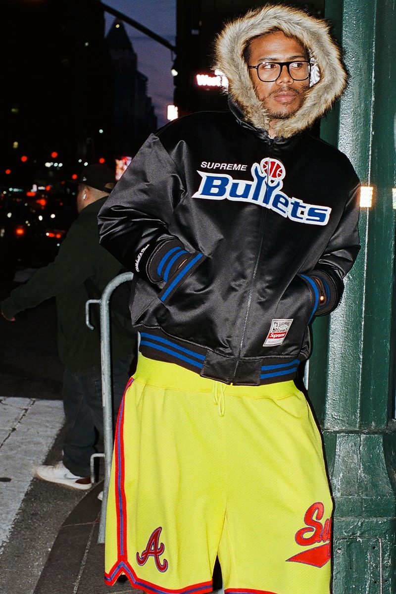 Mitchell & Ness x Supreme Spring 2026 Collaboration mlb nba Atlanta Braves, Houston Astros, Denver Nuggets and Washington Bullets Hooded Satin Varsity Jacket, Wool Varsity Jacket, Sweater, Basketball Jersey, Hooded Sweatshirt, Jean, Sweatpant, Denim Short, Basketball Short, New Era and Headband