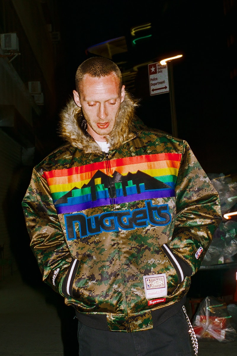 Mitchell & Ness x Supreme Spring 2026 Collaboration mlb nba Atlanta Braves, Houston Astros, Denver Nuggets and Washington Bullets Hooded Satin Varsity Jacket, Wool Varsity Jacket, Sweater, Basketball Jersey, Hooded Sweatshirt, Jean, Sweatpant, Denim Short, Basketball Short, New Era and Headband